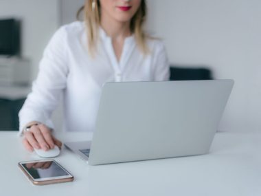 woman searching laptop