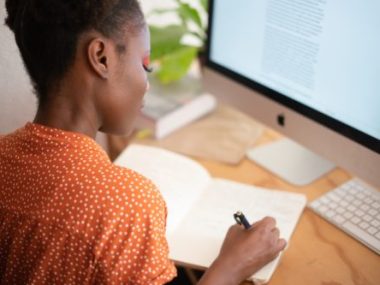 woman working laptop