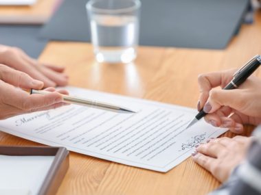 person signing document