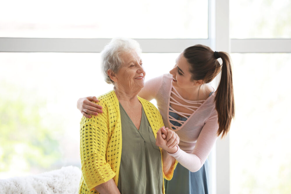 senior with caregiver